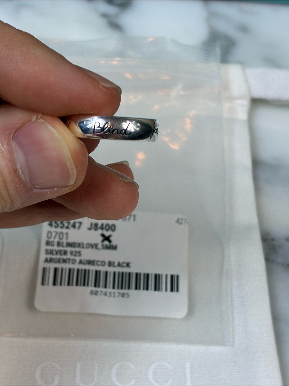 NWT Gucci Silver 925 Blind For Love GG Ring - IT Size 17 = 7.75 US - Picture 2 of 10